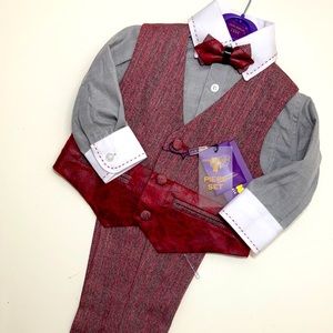 James Morgan 4 pc Vest Bow Tie Button Down Suit